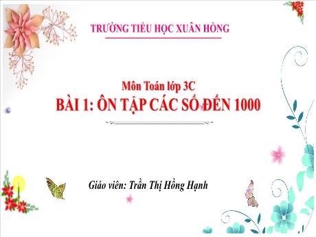 Bài giảng Toán 3 (Kết nối tri thức) - Bài 1: Ôn tập các số đến 1000 - Năm học 2023-2024 - Trần Thị Hồng Hạnh