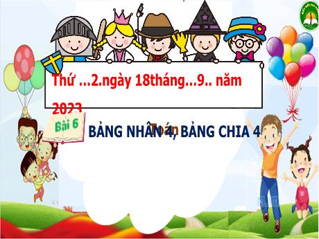 Bài giảng Toán 3 (Kết nối tri thức) - Bài 6: Bảng nhân 4, bảng chia 4 - Năm học 2023-2024 - Trần Thị Hương