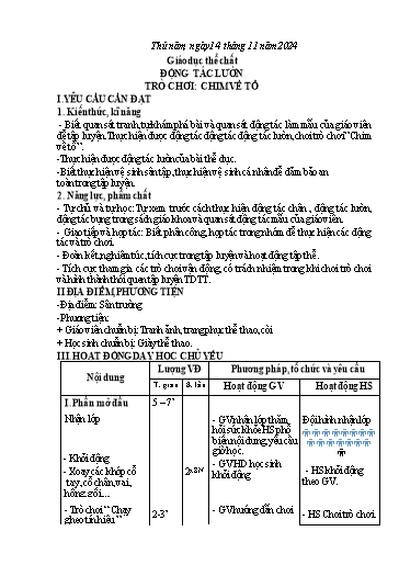 Kế hoạch bài dạy Giáo dục thể chất 3 - Bài: Động tác lườn - Năm học 2024-2025 - Hoàng Thị Dung