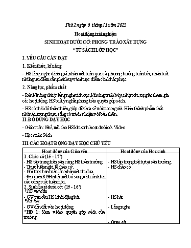 Kế hoạch bài dạy Tiếng Việt 3 - Bài: Ôn tập giữa học kì 1 (Tiết 6) - Năm học 2023-2024 - Bạch Thị Hải Yến