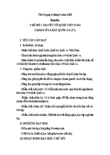 Kế hoạch bài dạy Tiếng Việt + Toán 3 - Tuần 1 - Năm học 2023-2024 - Trần Thị Hồng Hạnh