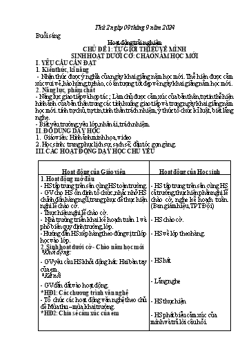 Kế hoạch bài dạy Tiếng Việt + Toán 3 - Tuần 1 - Năm học 2024-2025 - Nguyễn Thị Nguyệt