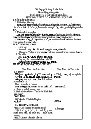 Kế hoạch bài dạy Tiếng Việt + Toán 3 - Tuần 1 (Thứ 2-4) - Năm học 2024-2025 - Hoàng Thị Huệ