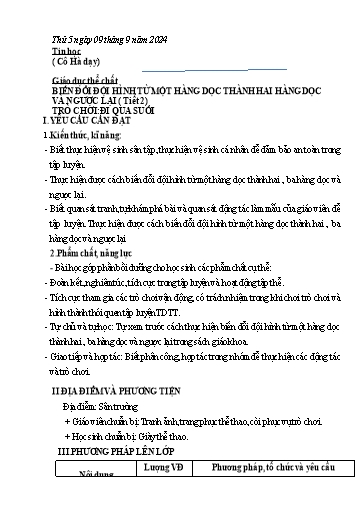Kế hoạch bài dạy Tiếng Việt + Toán 3 - Tuần 1 (Thứ 5+6) - Năm học 2024-2025 - Hoàng Thị Dung