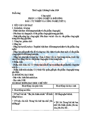 Kế hoạch bài dạy Tiếng Việt + Toán 3 - Tuần 1 (Thứ 5+6) - Năm học 2024-2025 - Nguyễn Thị Nguyệt