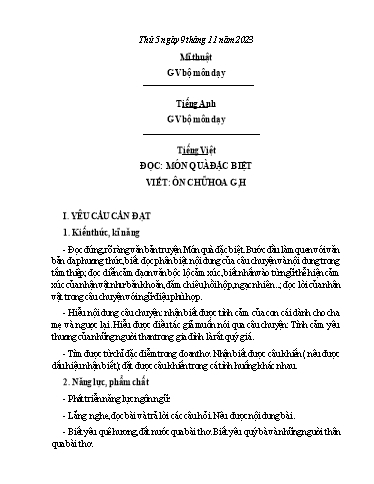 Kế hoạch bài dạy Tiếng Việt + Toán 3 - Tuần 10 - Năm học 2023-2024 - Nguyễn Thị Trinh