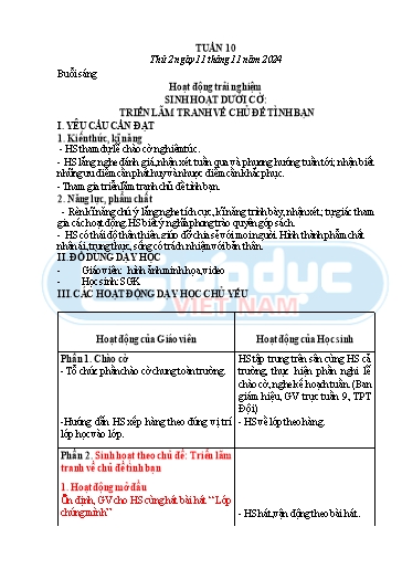 Kế hoạch bài dạy Tiếng Việt + Toán 3 - Tuần 10 - Năm học 2024-2025 - Nguyễn Thị Nguyệt
