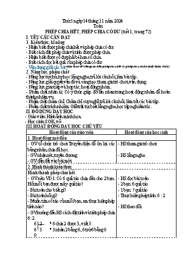 Kế hoạch bài dạy Tiếng Việt + Toán 3 - Tuần 10 (Thứ 5+6) - Năm học 2024-2025 - Hoàng Thị Huệ