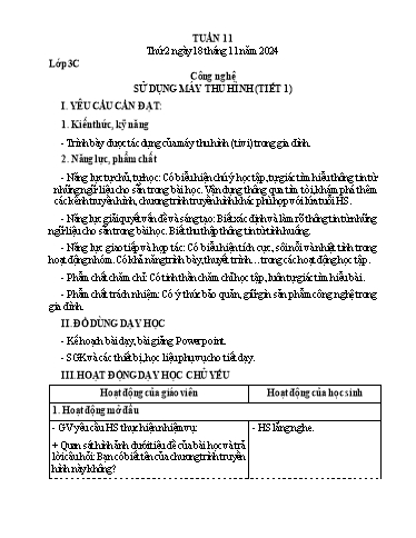 Kế hoạch bài dạy Tiếng Việt + Toán 3 - Tuần 11 (Thứ 2-4) - Năm học 2024-2025 - Nguyễn Thị Mỹ Linh