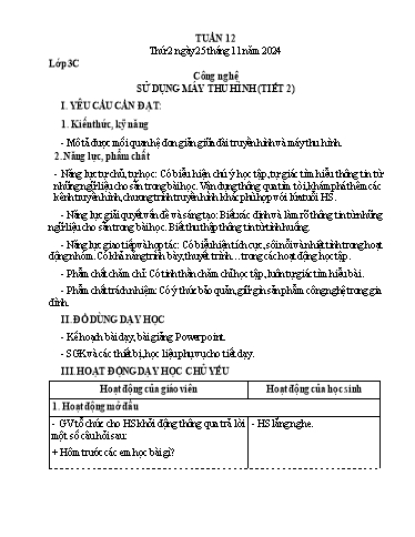 Kế hoạch bài dạy Tiếng Việt + Toán 3 - Tuần 12 (Thứ 2-4) - Năm học 2024-2025 - Nguyễn Thị Mỹ Linh