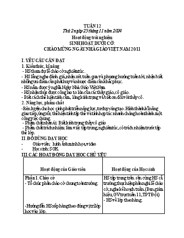 Kế hoạch bài dạy Tiếng Việt + Toán 3 - Tuần 12 (Thứ 2-4) - Năm học 2024-2025 - Hoàng Thị Huệ