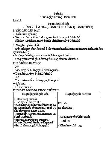 Kế hoạch bài dạy Tiếng Việt + Toán 3 - Tuần 12 (Thứ 5+6) - Năm học 2024-2025 - Nguyễn Thị Mỹ Linh
