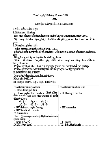 Kế hoạch bài dạy Tiếng Việt + Toán 3 - Tuần 12 (Thứ 5+6) - Năm học 2024-2025 - Hoàng Thị Huệ