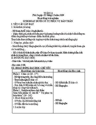 Kế hoạch bài dạy Tiếng Việt + Toán 3 - Tuần 13 (Thứ 2-4) - Năm học 2024-2025 - Hoàng Thị Huệ
