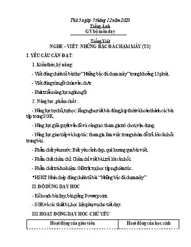 Kế hoạch bài dạy Tiếng Việt + Toán 3 - Tuần 14 (Thứ 5+6) - Năm học 2023-2024 - Nguyễn Thị Trinh