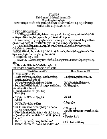 Kế hoạch bài dạy Tiếng Việt + Toán 3 - Tuần 15 (Thứ 2-4) - Năm học 2024-2025 - Hoàng Thị Huệ
