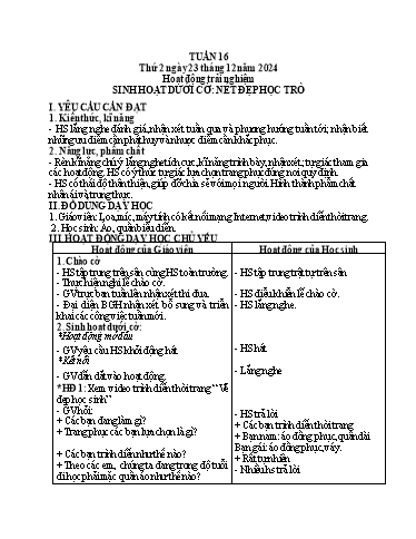 Kế hoạch bài dạy Tiếng Việt + Toán 3 - Tuần 16 (Thứ 2-4) - Năm học 2024-2025 - Hoàng Thị Huệ