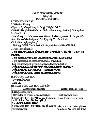 Kế hoạch bài dạy Tiếng Việt + Toán 3 - Tuần 17 - Năm học 2024-2025 - Hoàng Thị Dung