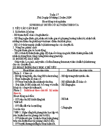 Kế hoạch bài dạy Tiếng Việt + Toán 3 - Tuần 17 (Thứ 2+3) - Năm học 2024-2025 - Hoàng Thị Huệ