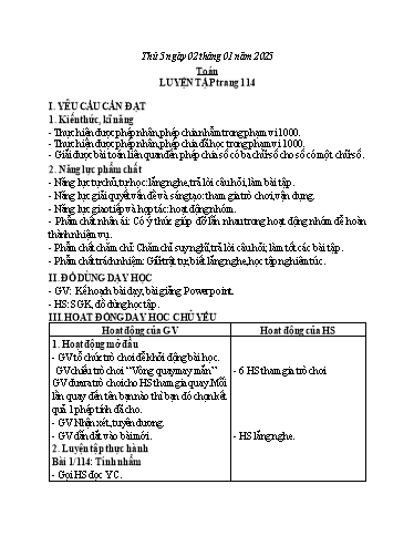 Kế hoạch bài dạy Tiếng Việt + Toán 3 - Tuần 17 (Thứ 5+6) - Năm học 2024-2025 - Hoàng Thị Huệ