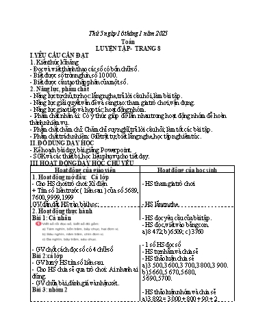 Kế hoạch bài dạy Tiếng Việt + Toán 3 - Tuần 19 (Thứ 5+6) - Năm học 2024-2025 - Hoàng Thị Huệ
