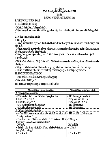 Kế hoạch bài dạy Tiếng Việt + Toán 3 - Tuần 2 (Thứ 5+6) - Năm học 2024-2025 - Hoàng Thị Huệ