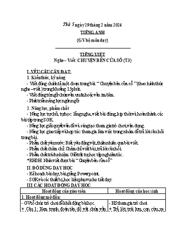 Kế hoạch bài dạy Tiếng Việt + Toán 3 - Tuần 24 (Thứ 5+6) - Năm học 2023-2024 - Bạch Thị Hải Yến