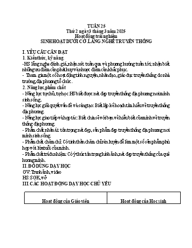 Kế hoạch bài dạy Tiếng Việt + Toán 3 - Tuần 25 (Thứ 2-4) - Năm học 2024-2025 - Hoàng Thị Huệ