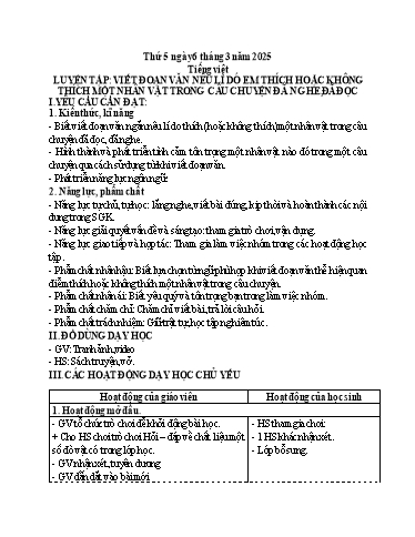 Kế hoạch bài dạy Tiếng Việt + Toán 3 - Tuần 25 (Thứ 5+6) - Năm học 2024-2025 - Nguyễn Thị Mỹ Linh