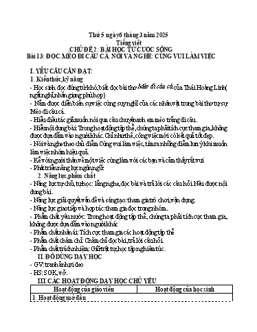 Kế hoạch bài dạy Tiếng Việt + Toán 3 - Tuần 25 (Thứ 5+6) - Năm học 2024-2025 - Hoàng Thị Huệ