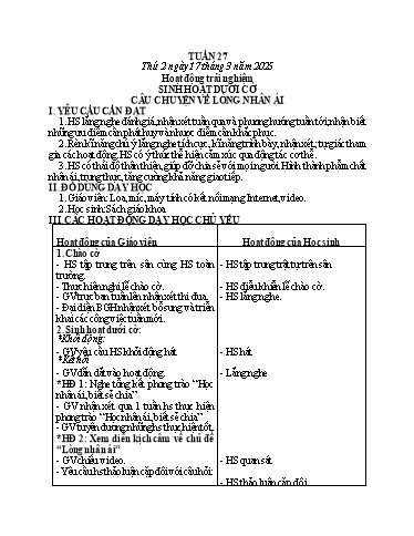 Kế hoạch bài dạy Tiếng Việt + Toán 3 - Tuần 27 (Thứ 2-4) - Năm học 2024-2025 - Hoàng Thị Huệ