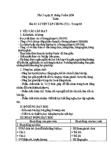 Kế hoạch bài dạy Tiếng Việt + Toán 3 - Tuần 27 (Thứ 5+6) - Năm học 2023-2024 - Nguyễn Thị Trinh