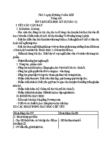 Kế hoạch bài dạy Tiếng Việt + Toán 3 - Tuần 29 (Thứ 5-6) - Năm học 2024-2025 - Hoàng Thị Huệ
