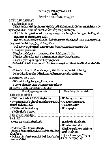 Kế hoạch bài dạy Tiếng Việt + Toán 3 - Tuần 3 (Thứ 5+6) - Năm học 2024-2025 - Hoàng Thị Huệ