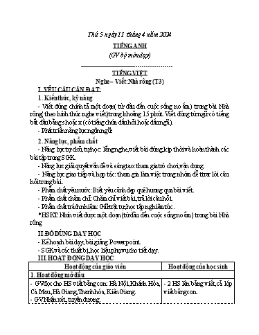 Kế hoạch bài dạy Tiếng Việt + Toán 3 - Tuần 30 (Thứ 5+6) - Năm học 2023-2024 - Bạch Thị Hải Yến