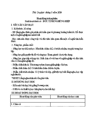Kế hoạch bài dạy Tiếng Việt + Toán 3 - Tuần 34 - (Thứ 2-4) - Năm học 2023-2024 - Đoàn Thị Hương