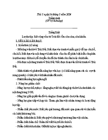 Kế hoạch bài dạy Tiếng Việt + Toán 3 - Tuần 35 - (Thứ 5+6) - Năm học 2023-2024 - Đoàn Thị Hương