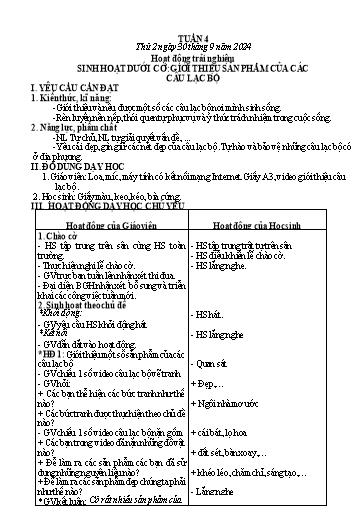 Kế hoạch bài dạy Tiếng Việt + Toán 3 - Tuần 4 (Thứ 2-4) - Năm học 2024-2025 - Hoàng Thị Huệ