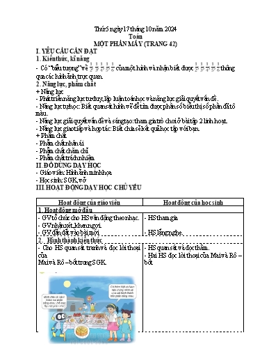 Kế hoạch bài dạy Tiếng Việt + Toán 3 - Tuần 6 (Thứ 4+5) - Năm học 2024-2025 - Hoàng Thị Huệ