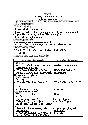 Kế hoạch bài dạy Tiếng Việt + Toán 3 - Tuần 7 - Năm học 2024-2025 - Nguyễn Thị Nguyệt