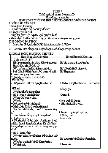 Kế hoạch bài dạy Tiếng Việt + Toán 3 - Tuần 7 (Thứ 2-4) - Năm học 2024-2025 - Hoàng Thị Huệ
