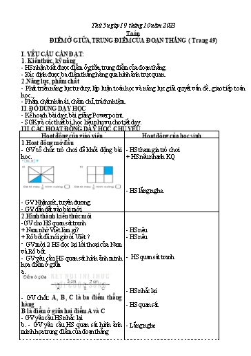 Kế hoạch bài dạy Tiếng Việt + Toán 3 - Tuần 7 (Thứ 5+6) - Năm học 2023-2024 - Hoàng Thị Dung