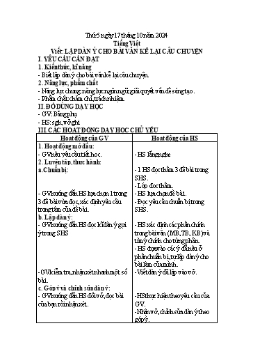 Kế hoạch bài dạy Tiếng Việt + Toán 3 - Tuần 7 (Thứ 5+6) - Năm học 2023-2024 - Trần Thị Hồng Hạnh