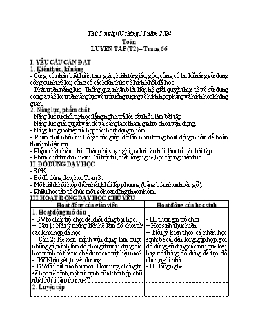 Kế hoạch bài dạy Tiếng Việt + Toán 3 - Tuần 9 (Thứ 5+6) - Năm học 2024-2025 - Hoàng Thị Huệ