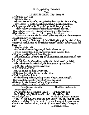 Kế hoạch bài dạy Tiếng Việt + Toán 3 - Tuần 9 (Thứ 5+6) - Năm học 2023-2024 - Hoàng Thị Dung