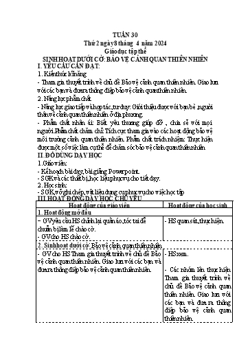 Kế hoạch bài dạy Tiếng Việt + Toán 5 - Tuần 30 (Thứ 2-4) - Năm học 2023-2024 - Trần Thị Hồng Hạnh