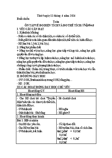 Kế hoạch bài dạy Tiếng Việt + Toán 5 - Tuần 30 (Thứ 5+6) - Năm học 2023-2024 - Trần Thị Hồng Hạnh
