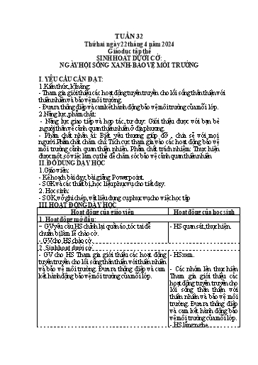 Kế hoạch bài dạy Tiếng Việt + Toán 5 - Tuần 32 (Thứ 2-4) - Năm học 2023-2024 - Trần Thị Hồng Hạnh