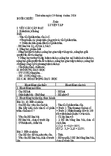 Kế hoạch bài dạy Tiếng Việt + Toán 5 - Tuần 32 (Thứ 5+6) - Năm học 2023-2024 - Trần Thị Hồng Hạnh