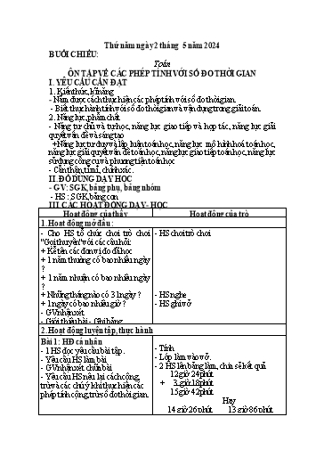 Kế hoạch bài dạy Tiếng Việt + Toán 5 - Tuần 33 (Thứ 5-7) - Năm học 2023-2024 - Trần Thị Hồng Hạnh